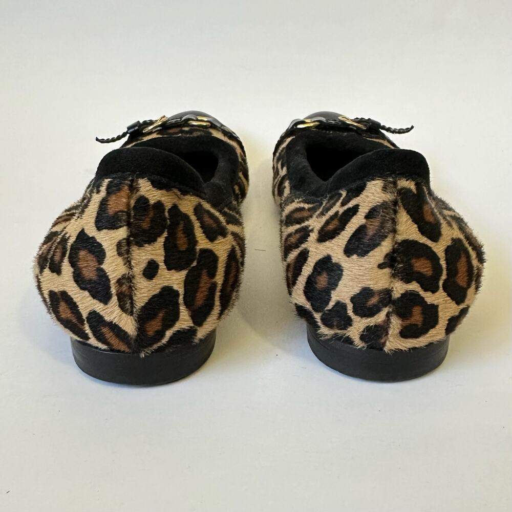 AGL Monika Ballet Flat Shoes Leopard Suede Calfskin Cap Toe - Picture 6 of 9